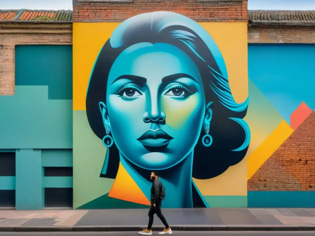 Inspirador mural político en Montevideo, Uruguay, reflejando la sociedad en colores vibrantes