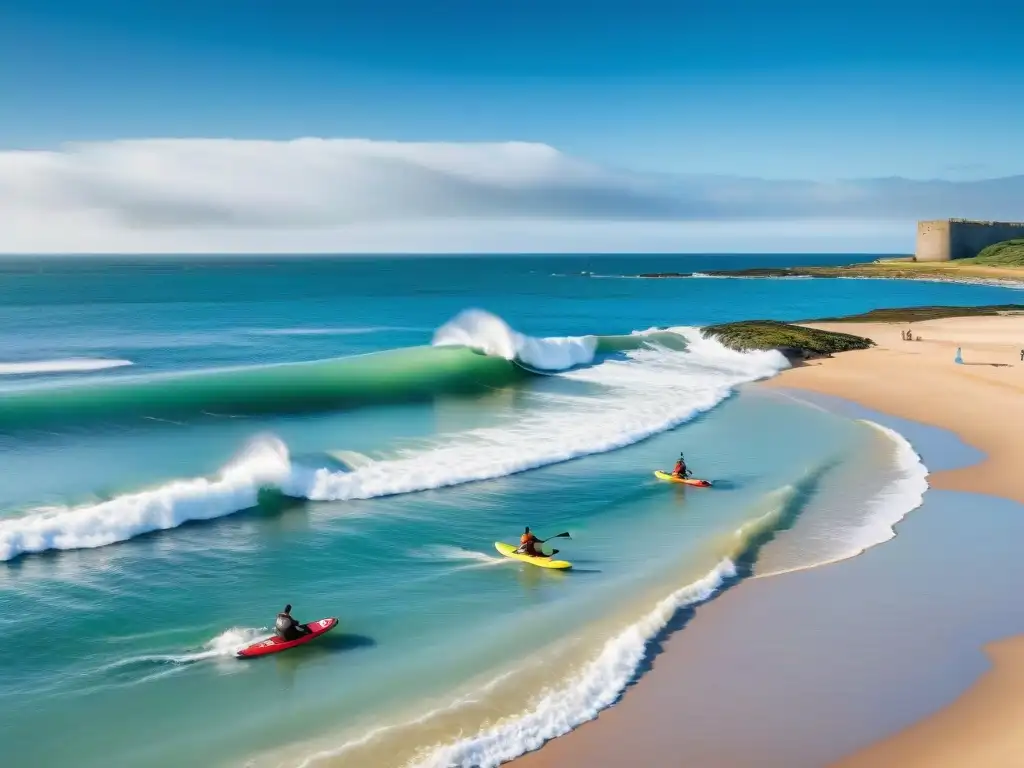 Inspiradora imagen de deportes acuáticos inclusivos en la playa de Uruguay