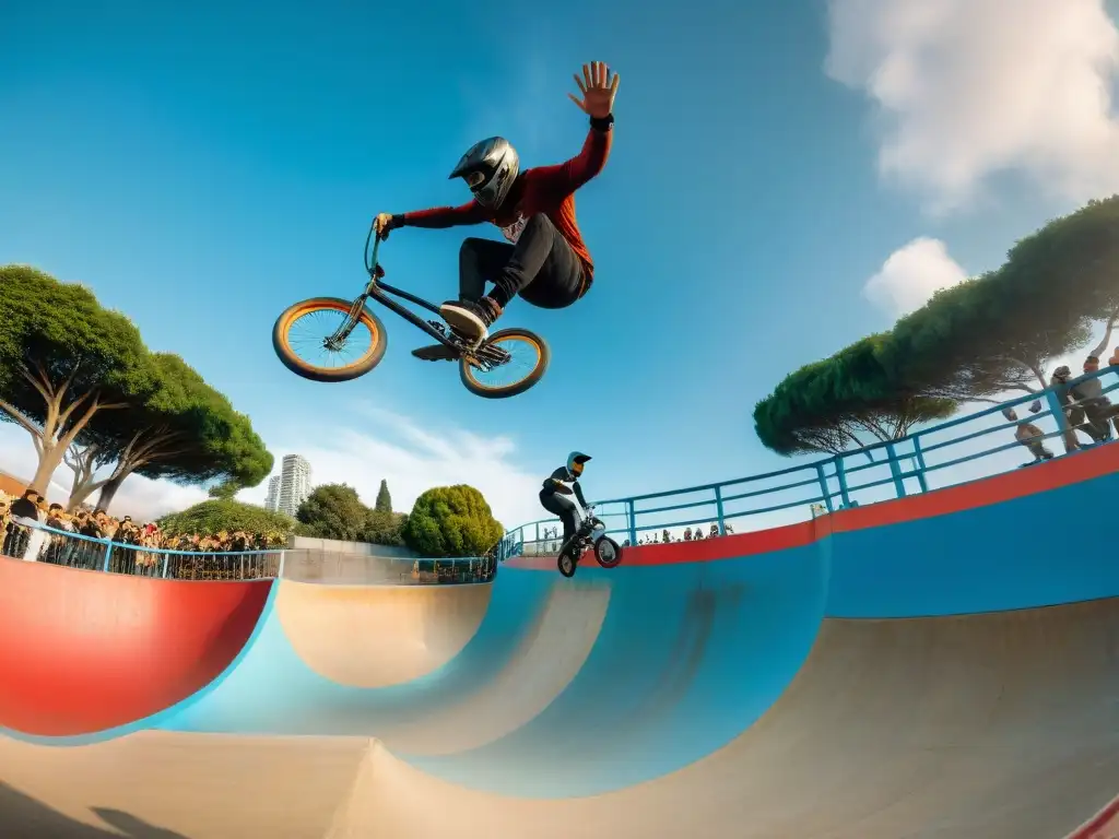 Intenso ambiente de BMX en Montevideo, Uruguay: bicis extremas y trucos espectaculares en skatepark