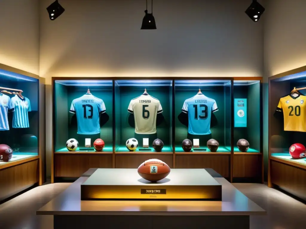 Exhibición interactiva en el Museo del Fútbol en Uruguay con memorabilia histórica