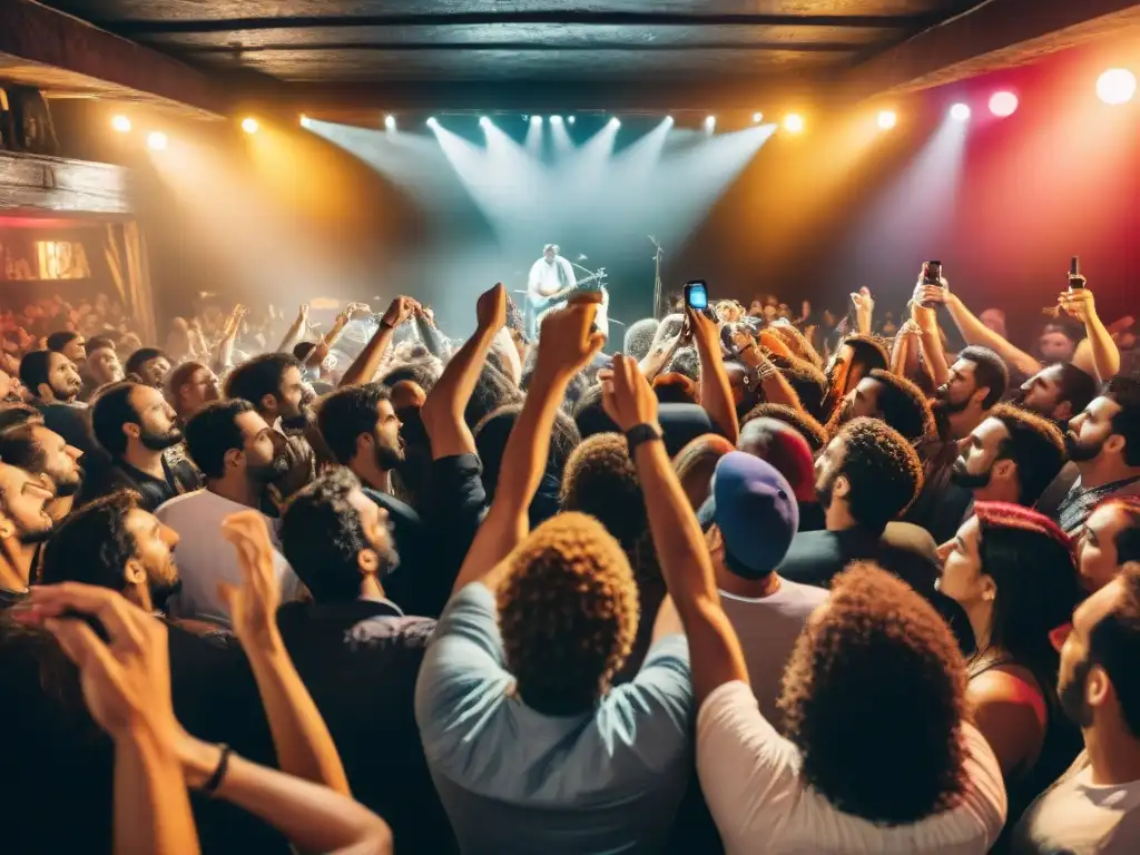 Jóvenes fans celebran la historia y evolución cultural del rock uruguayo en un vibrante concierto underground en Montevideo