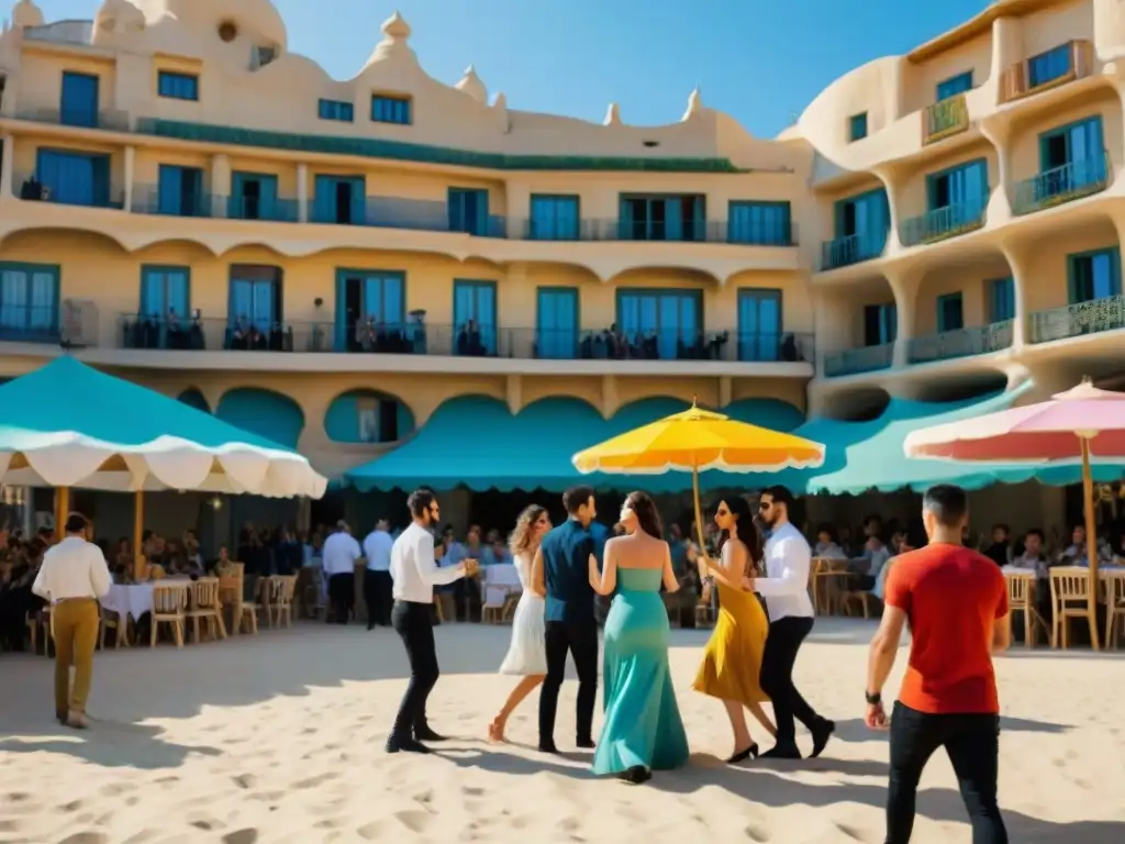 Jóvenes bailando en la playa en la vibrante Fiesta de la Primavera en La Pedrera