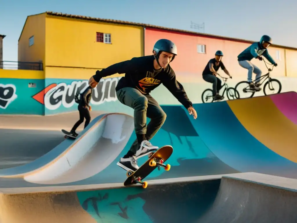 Jóvenes skaters y riders de BMX transforman Uruguay, surfeando con destreza en un skatepark urbano