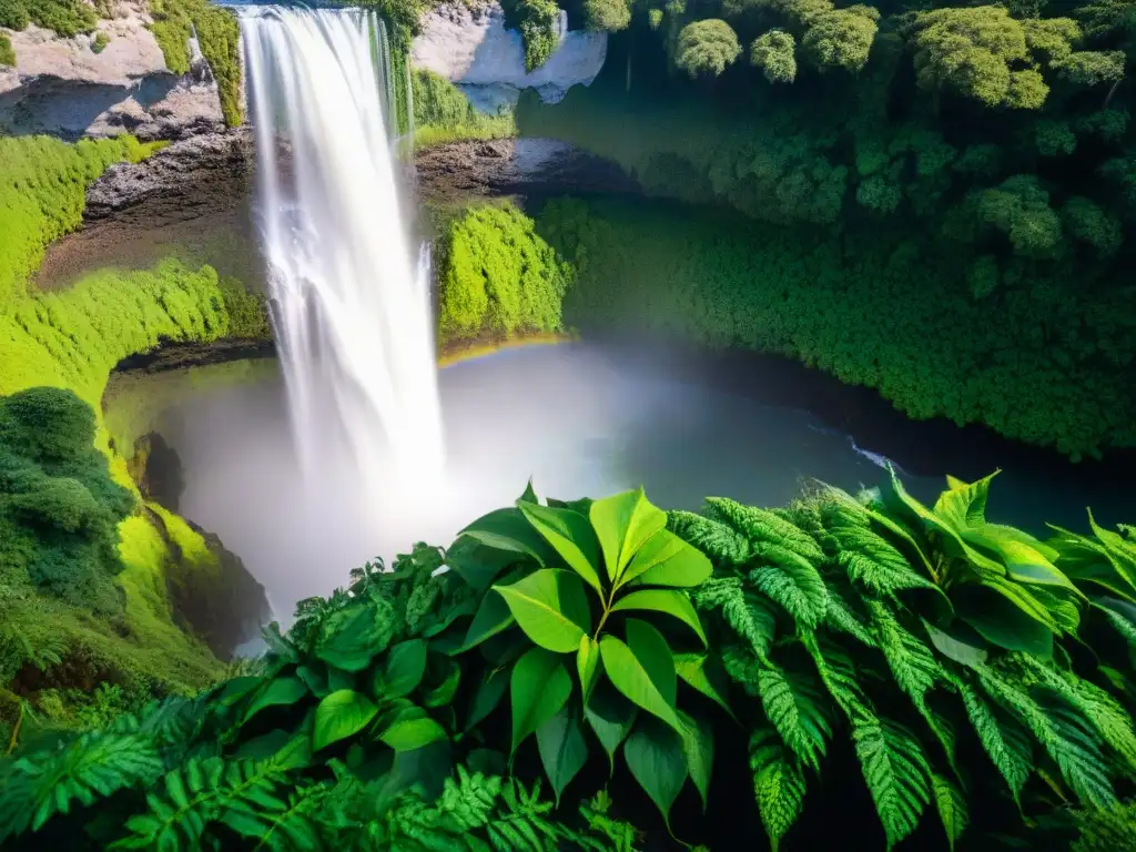 Cascada escondida en el bosque de Uruguay: detalle y color vibrante Joyas ocultas Uruguay realidad aumentada: Cascada escondida en exuberante bosque, cada detalle capturado con claridad y color vibrante