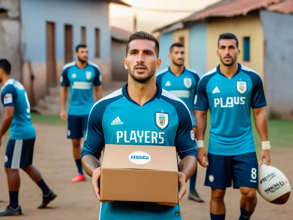 Jugadores de clubes uruguayos distribuyen alimentos en barrio necesitado, destacando iniciativas sociales clubes Uruguay