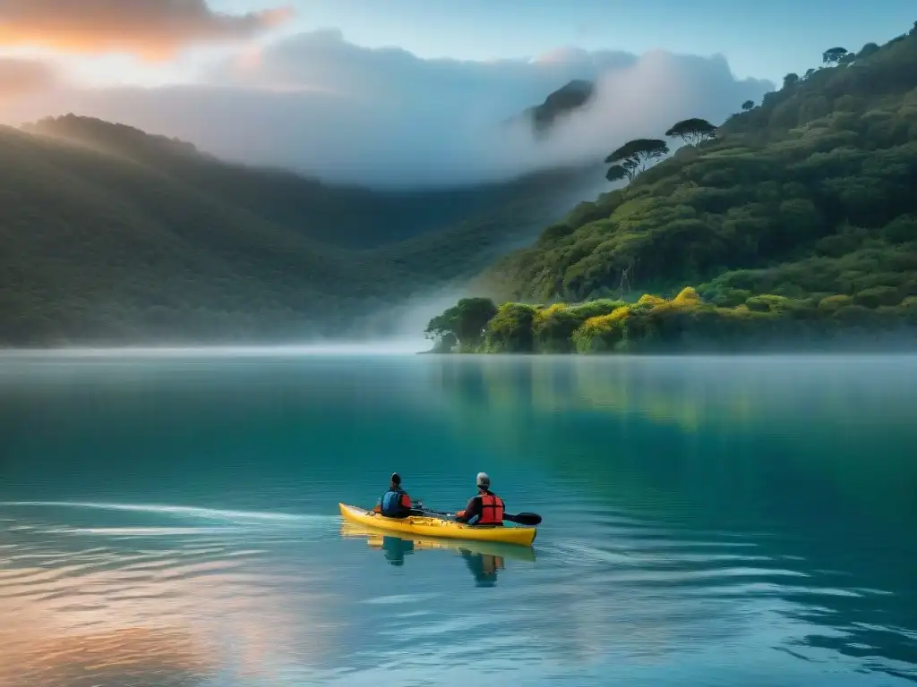 Explorando la Laguna Garzón al atardecer: rutas de kayak en Uruguay