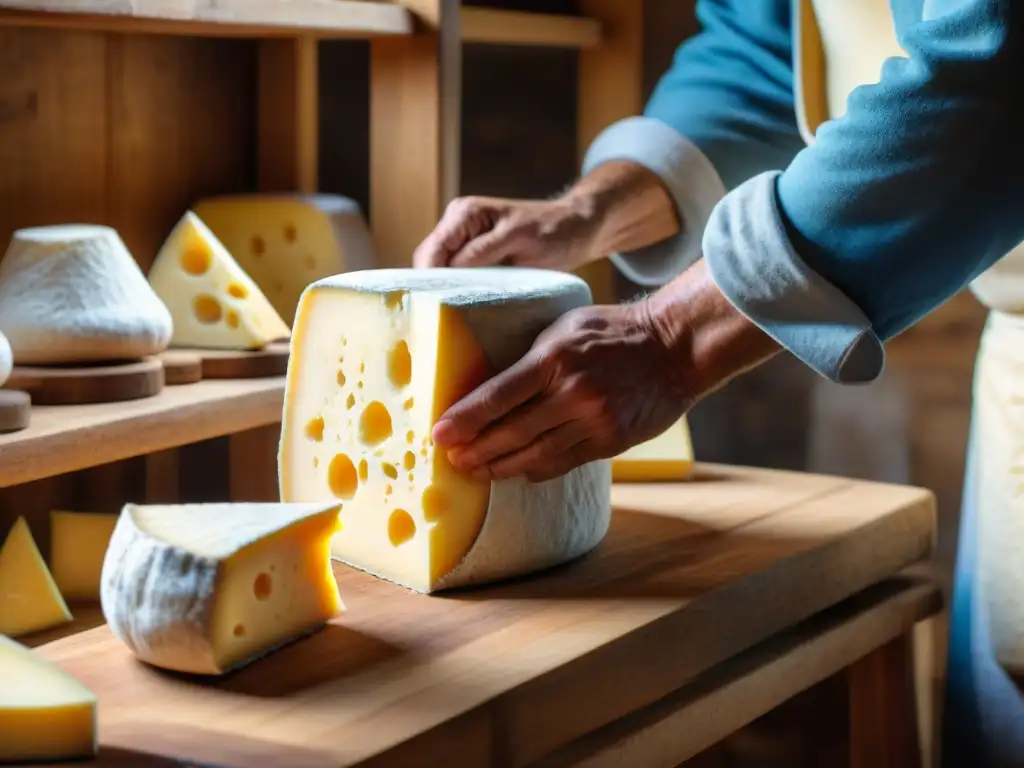 Un maestro quesero uruguayo crea queso artesanal en una quesería tradicional