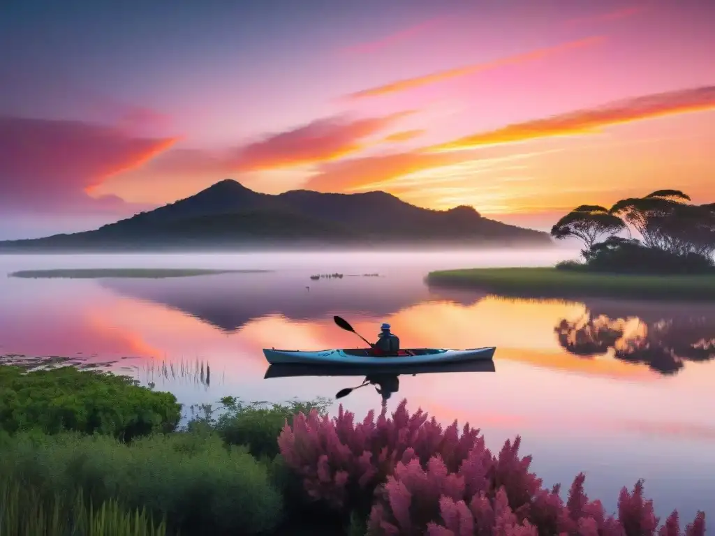 La magia del amanecer en Laguna Garzón, reflejando el turismo sostenible en Uruguay