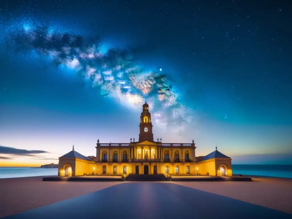 Magnífica fotografía nocturna en Uruguay: la Vía Láctea sobre el icónico Palacio Salvo en Montevideo