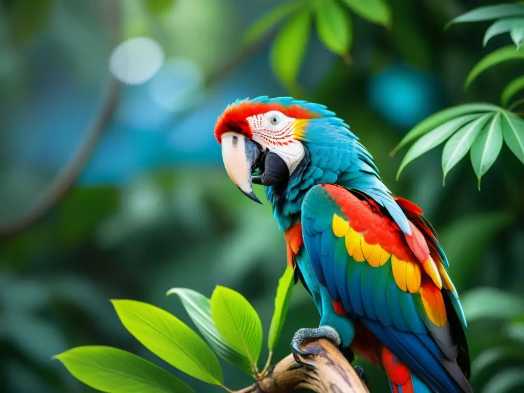 Una majestuosa Guacamaya Escarlata en una selva tropical