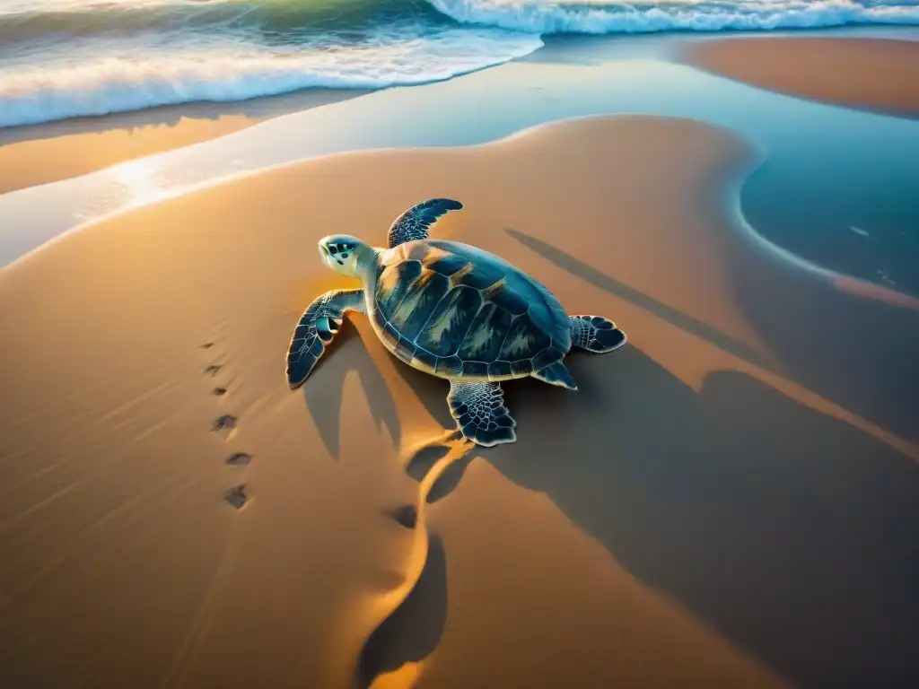 Majestuosas tortugas marinas emergen al atardecer en playas de Uruguay, reflejando esfuerzos de conservación