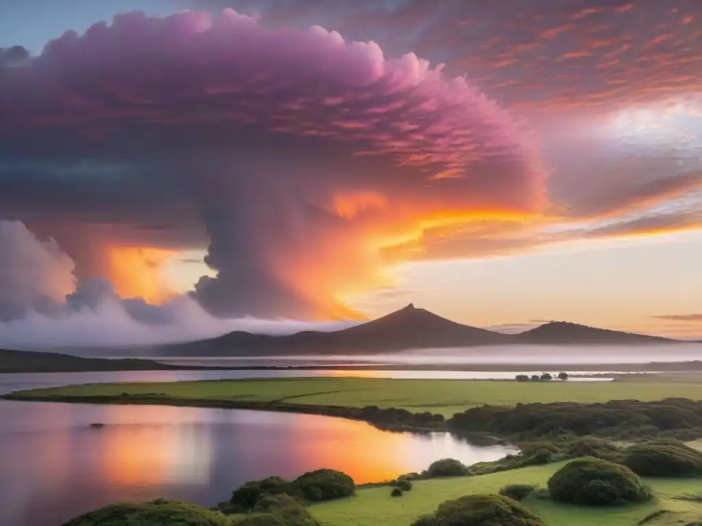 Fotógrafo captura majestuoso atardecer en Laguna Garzón, Uruguay