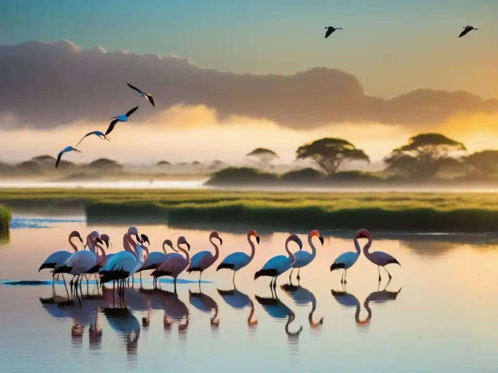 Un majestuoso grupo de aves en los humedales de Uruguay