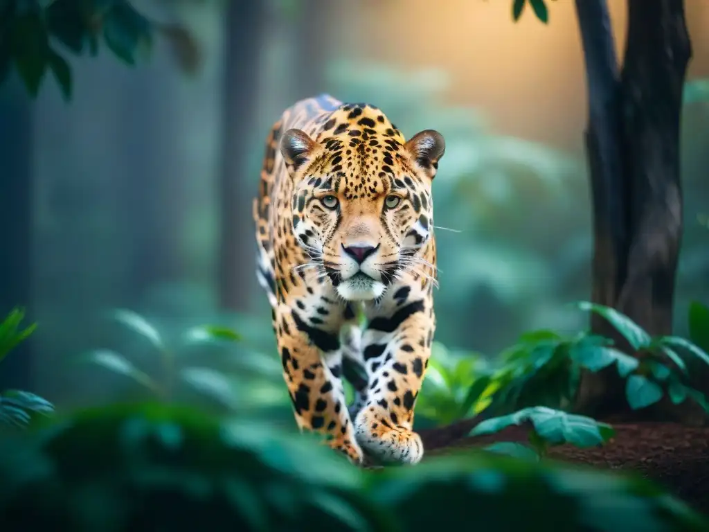 Un majestuoso jaguar suramericano en la selva uruguaya, resaltando la importancia de respetar los derechos de los animales en el turismo en Uruguay