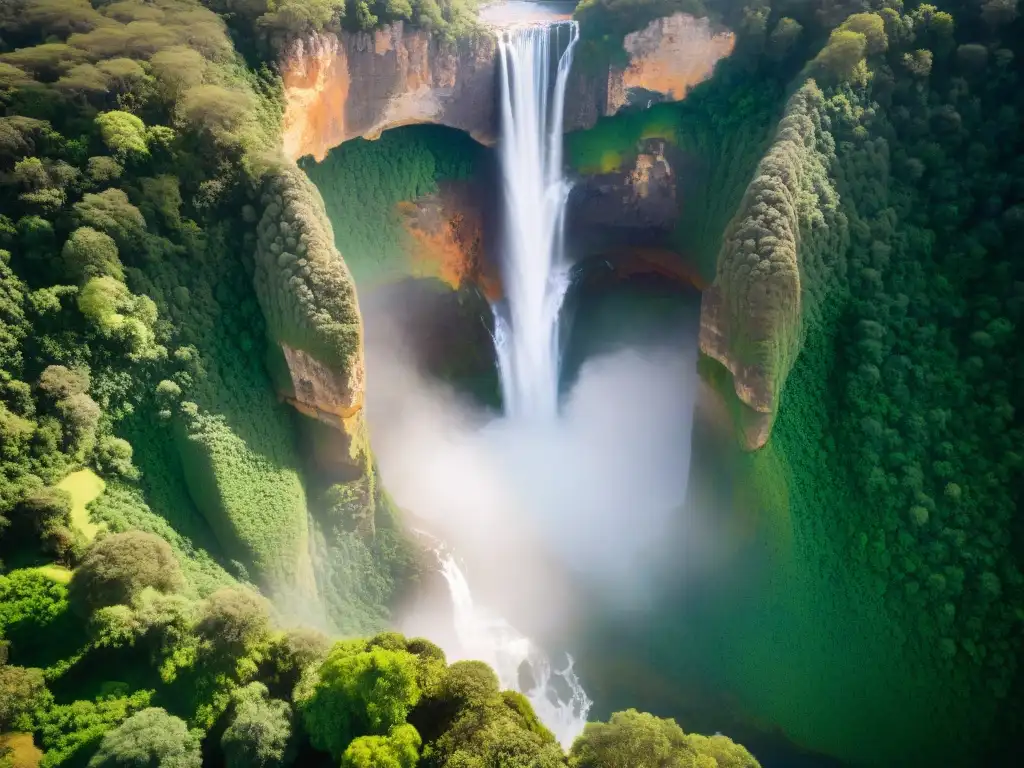 Un majestuoso paisaje de Cascada Penitente en Uruguay, con cascadas, bosques y acantilados, ideal para tu trekking hacia Cascada Penitente en Uruguay