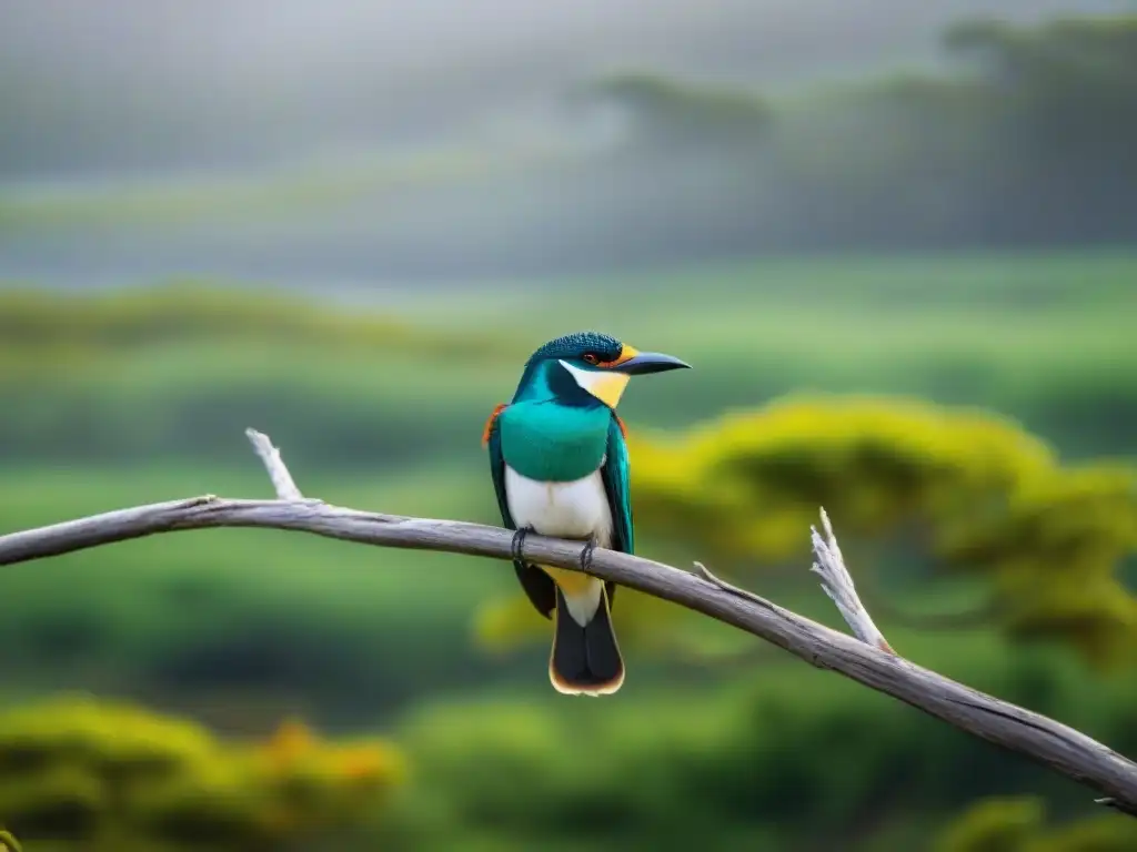 Un majestuoso Teros posado en rama en un humedal de Santa Teresa National Park en Uruguay