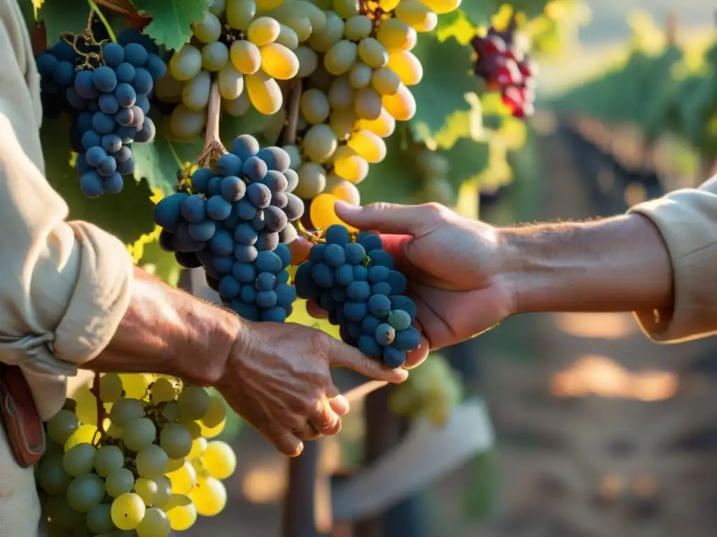 Manos expertas seleccionan uvas en la vendimia: tradición vinícola uruguaya vendimia