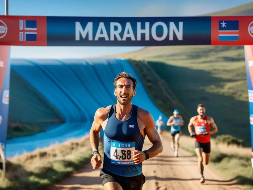 Maratones exigentes en Uruguay: Corredores agotados cruzan la meta con determinación y emoción en un terreno agreste