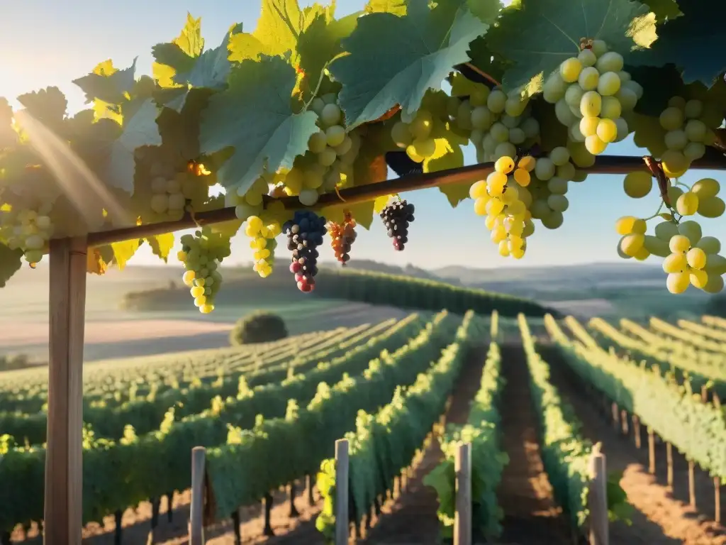 Maravilloso maridaje de vino uruguayo para principiantes en viñedo al atardecer