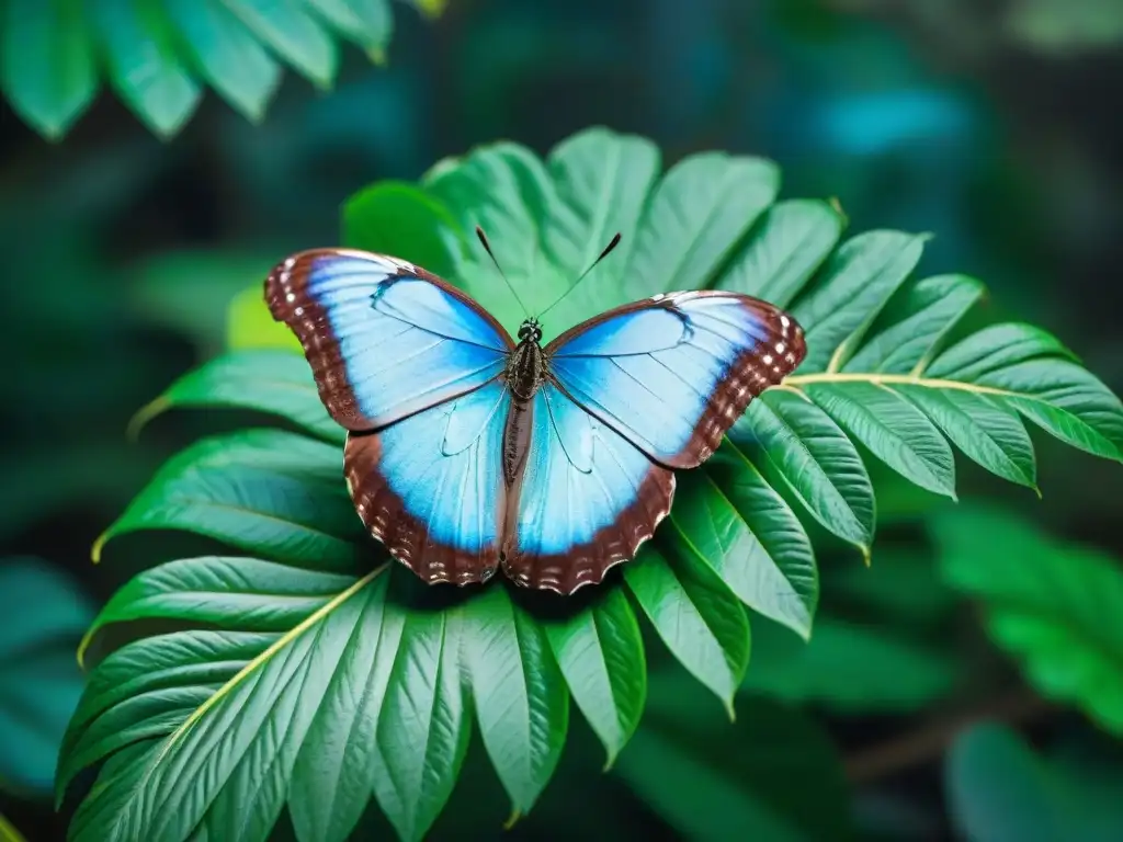 Una mariposa Morpho vibrante en un exuberante bosque uruguayo