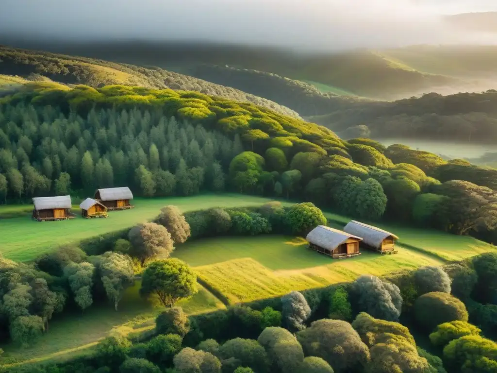 Las mejores cabañas para turismo rural en Uruguay, rodeadas de naturaleza exuberante al atardecer