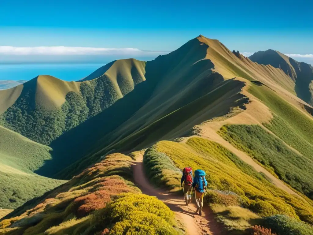 Explora las mejores rutas de trekking en Uruguay con esta imagen de hikers en Cerro Largo