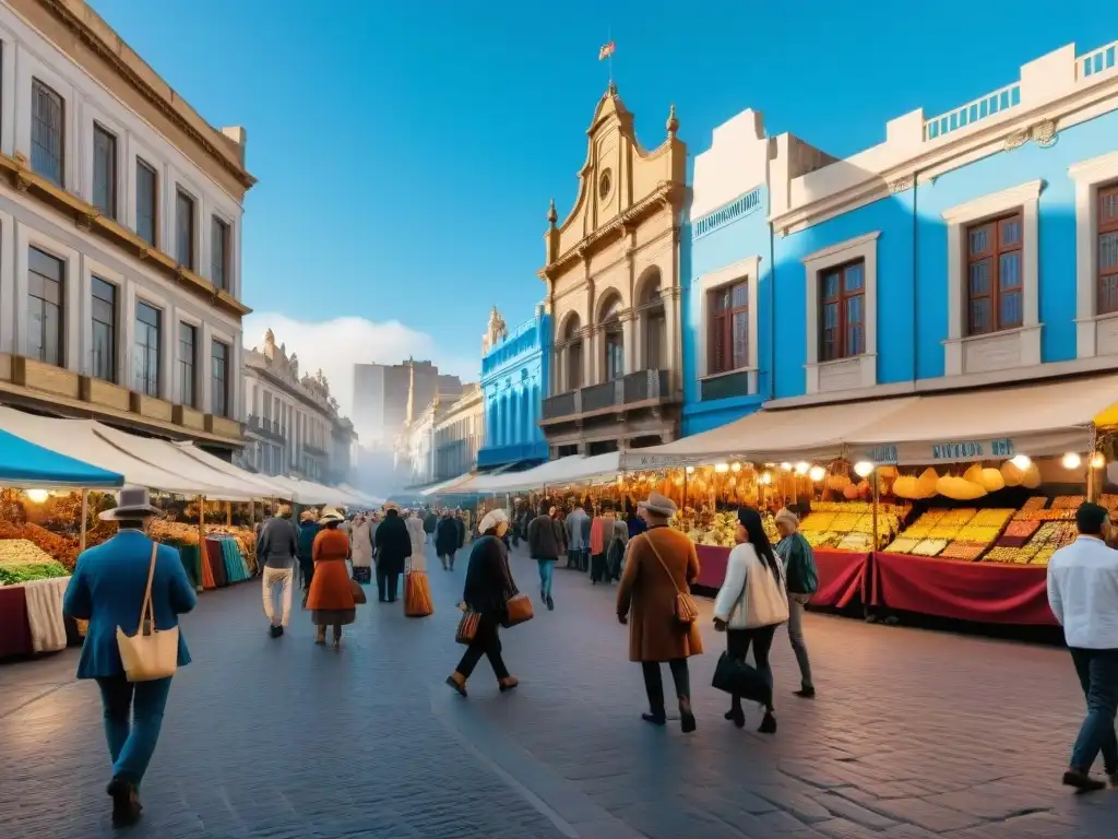 Un mercado vibrante en Montevideo con artesanías, arte tradicional y souvenirs únicos