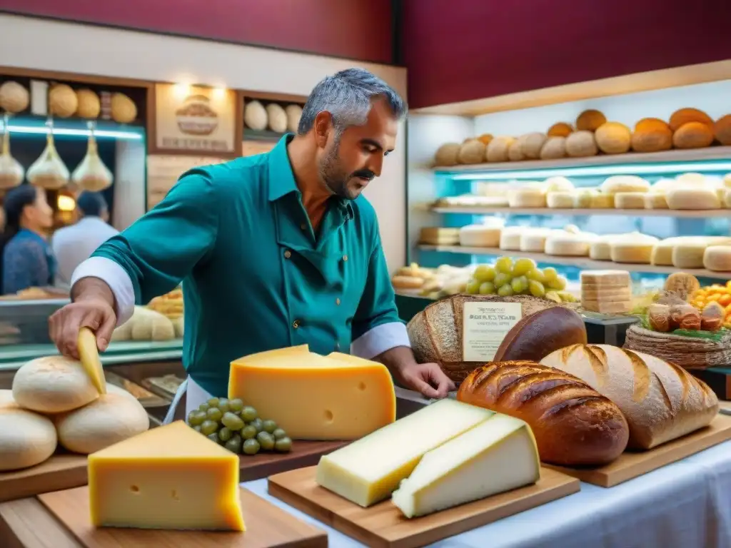 Mercado del Puerto: Exquisita variedad gourmet en Montevideo Mercados gourmet en Uruguay: Escena bulliciosa en el Mercado del Puerto de Montevideo, con productos premium y vendedores tradicionales