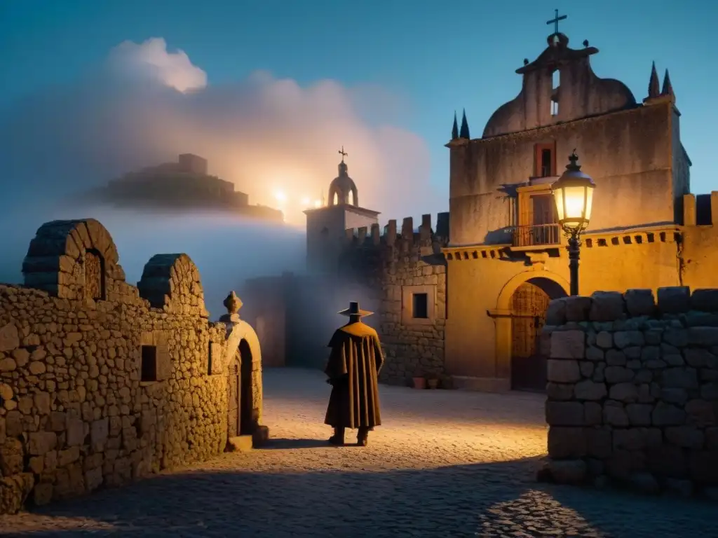 Un misterioso tour nocturno por El Fuerte de San Miguel en Uruguay, con figuras fantasmales vigilando entre la niebla