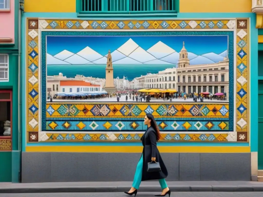 Un mosaico vibrante de Montevideo, lugares insólitos y actividades culturales en coloridos azulejos y patrones intrincados