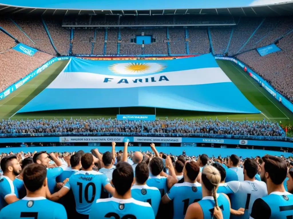 Una multitud apasionada llena el Estadio Centenario en Montevideo durante un crucial partido de la selección de Uruguay