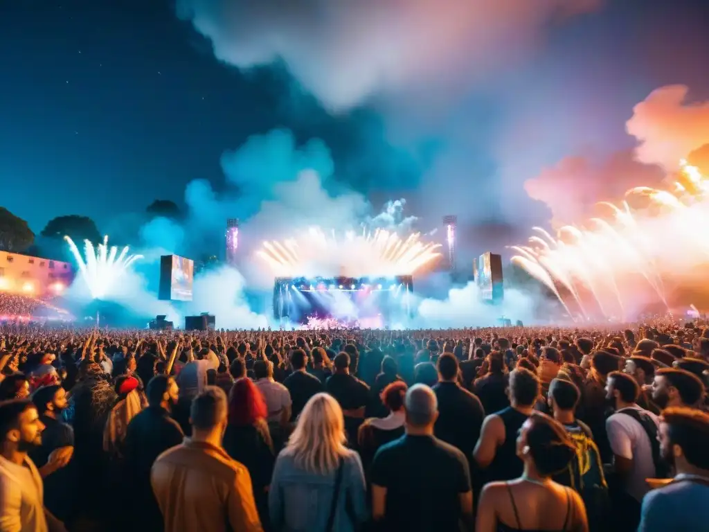 Multitud vibrante bailando en festival de música electrónica en Uruguay: Guía completa