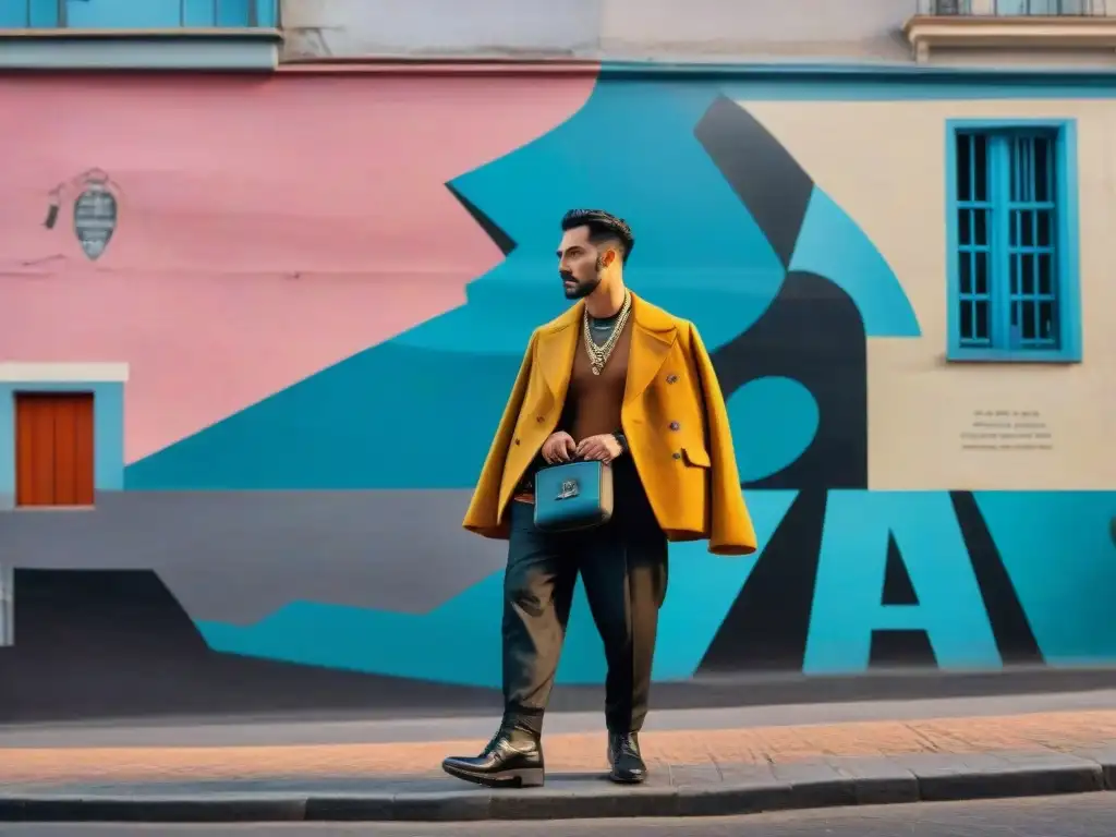 Un mural impresionante en una esquina bulliciosa de Montevideo, fusionando historia y tendencias urbanas