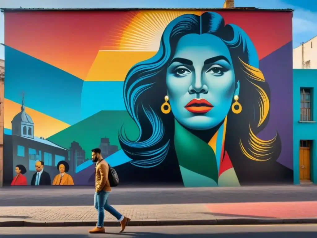 Un mural político imprescindible en Uruguay, reflejando la rica historia del país con colores vibrantes y detalles intrincados