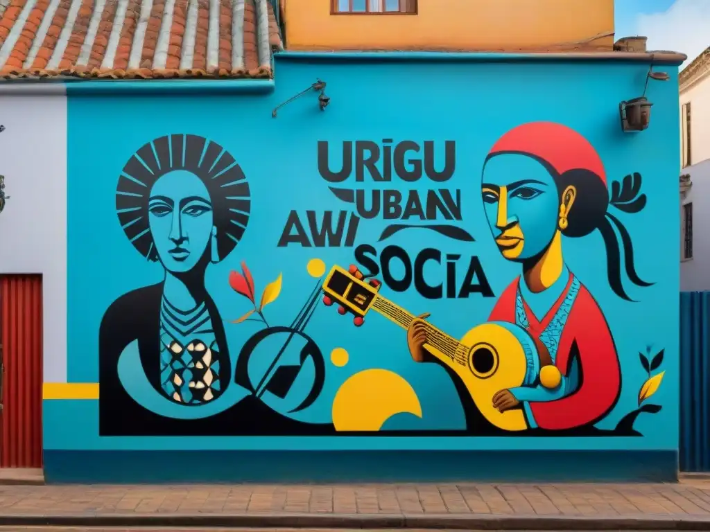 Un mural vibrante y colorido que refleja la cultura y el arte social del graffiti urbano en Uruguay