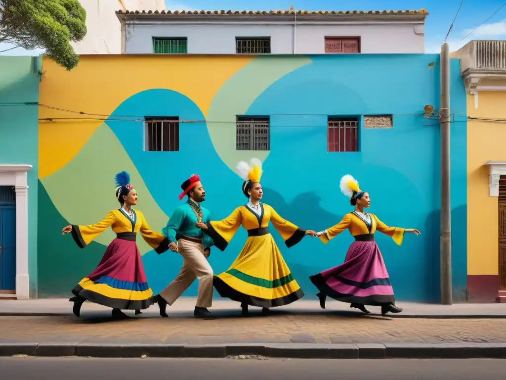 Un mural vibrante de danzas afro-uruguayas en el Barrio Sur de Montevideo