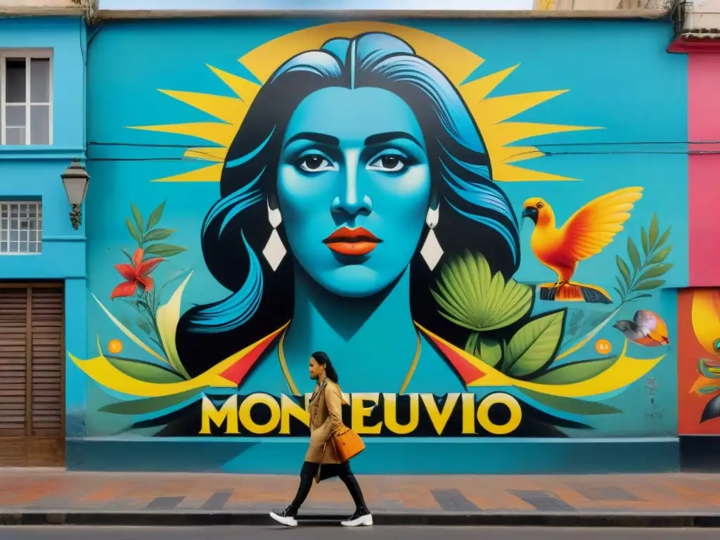 Un mural vibrante en Montevideo fusionando folklore uruguayo y arte urbano