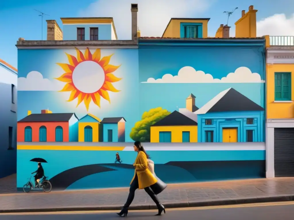 Murales vibrantes y esculturas urbanas en Uruguay cobran vida en bulliciosa calle de la ciudad