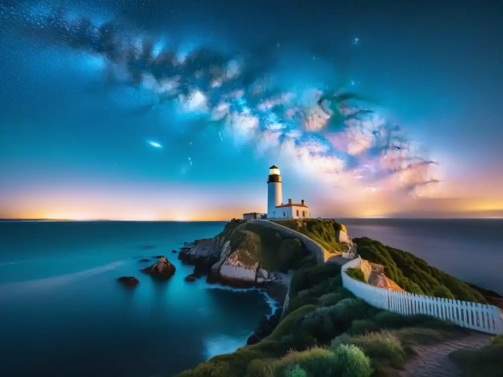 Fotografía nocturna en Uruguay: la Vía Láctea sobre el icónico faro de La Paloma, iluminando el cielo estrellado