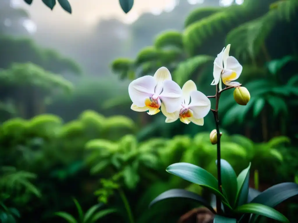 Orquídeas de Uruguay en su hábitat natural, resaltando su belleza en la exuberante selva urbana