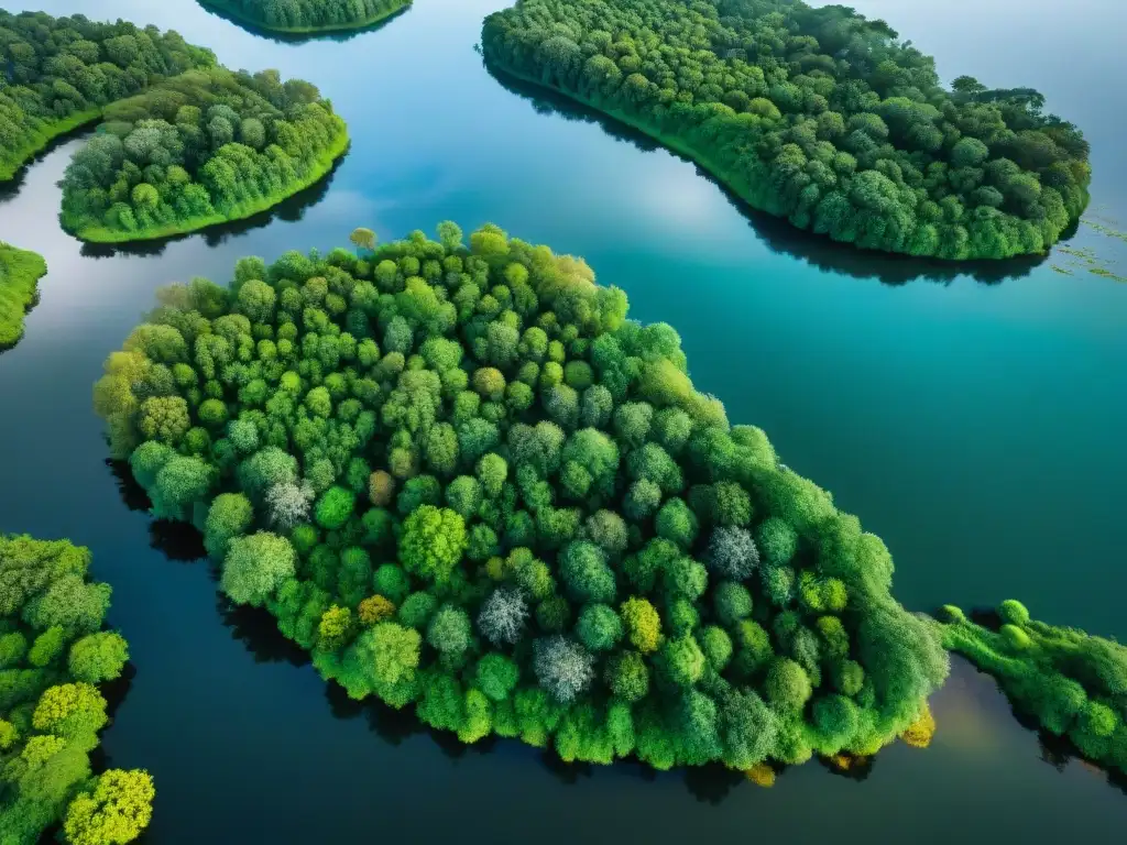 Un paisaje cautivador de los intricados ecosistemas acuáticos en Uruguay, resaltando la importancia y belleza de sus humedales