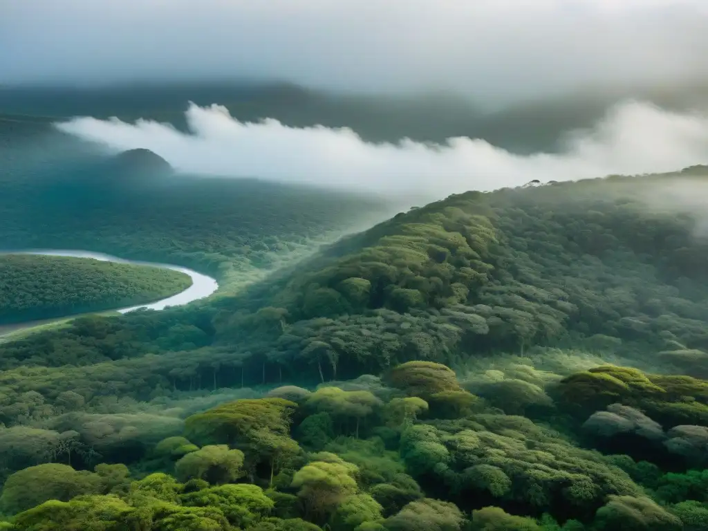 Un paisaje exuberante de la selva uruguaya, con flora y fauna vibrante