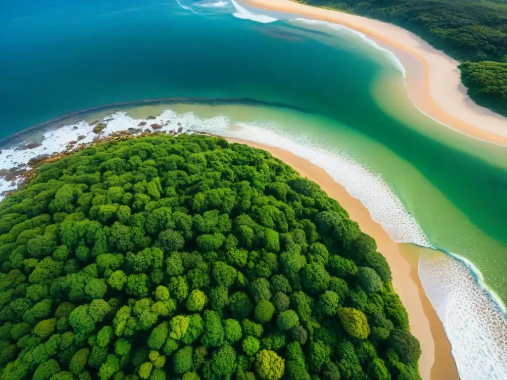 Un paisaje impresionante de la costa de Uruguay, resaltando la armonía entre la naturaleza y el turismo sostenible