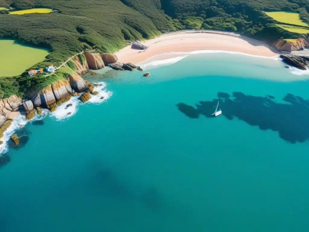 Paisaje impresionante de la costa rocosa de Rocha, Uruguay, con pueblos pesqueros y aguas turquesas