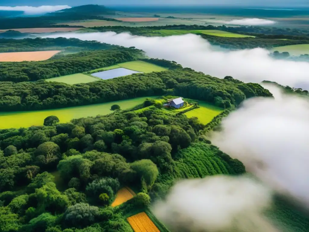 Un paisaje impresionante en Uruguay, mostrando turismo sostenible con energías renovables y conservación ambiental