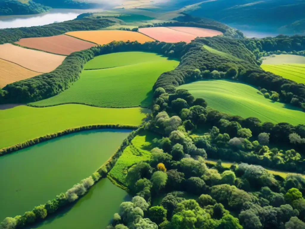 Fotografiando paisajes emblemáticos Uruguay: Vista aérea impresionante de colinas y ríos serpenteantes bajo la luz del sol