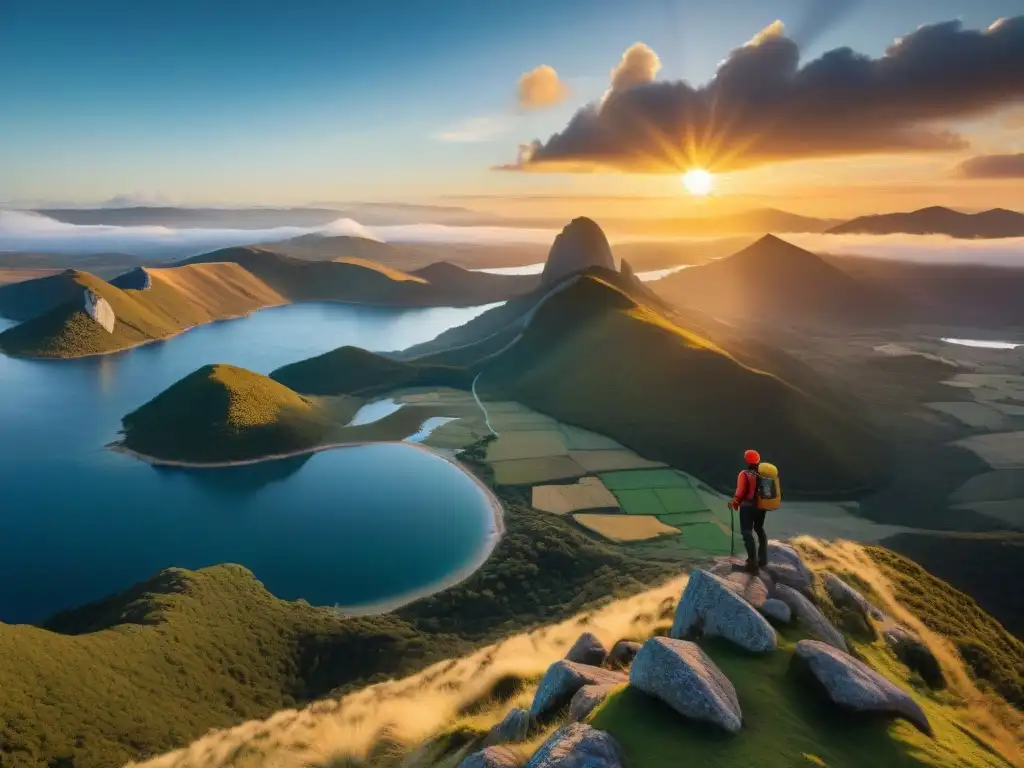 Panorámica del atardecer tras el majestuoso Pan de Azúcar en Uruguay, reflejando aventuras en la naturaleza