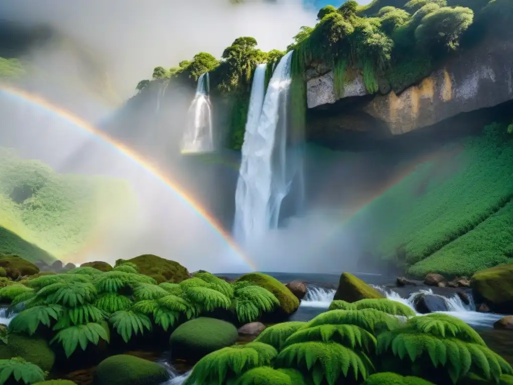 Cascada cristalina en Valle del Lunarejo: belleza natural Un paraíso de belleza natural en Valle del Lunarejo: cascada cristalina en un entorno de exuberante vegetación