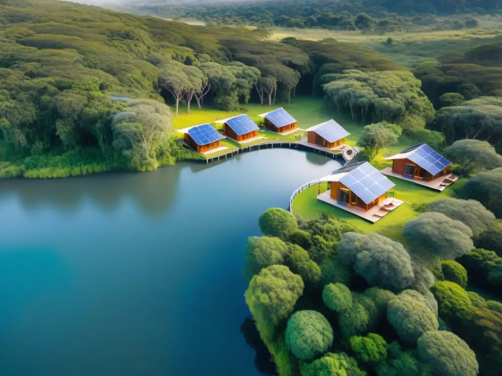 Un paraíso ecoamigable en Uruguay: cabañas entre bosques verdes, paneles solares en techos y río sereno