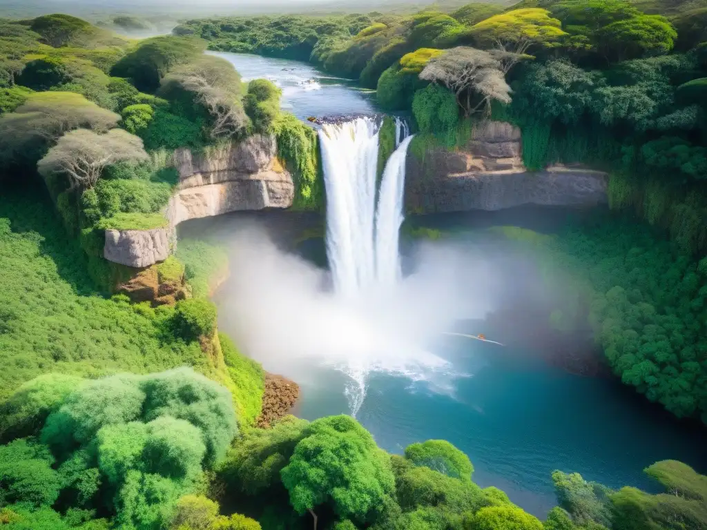 Un paraíso de biodiversidad en el Parque Nacional Quebrada de los Cuervos en Uruguay, con cascada y exuberante vegetación